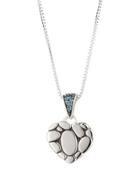 Kali Lava Heart Pendant Necklace W/ Blue Topaz