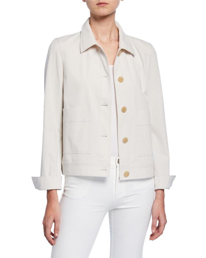 Skylar Button-front Italian Cotton Bi-stretch Jacket