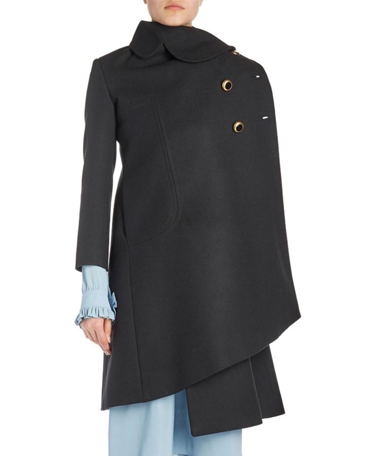 Asymmetric Jewel-button Coat