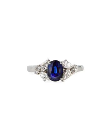 Estate Platinum Sapphire & Diamond Ring,
