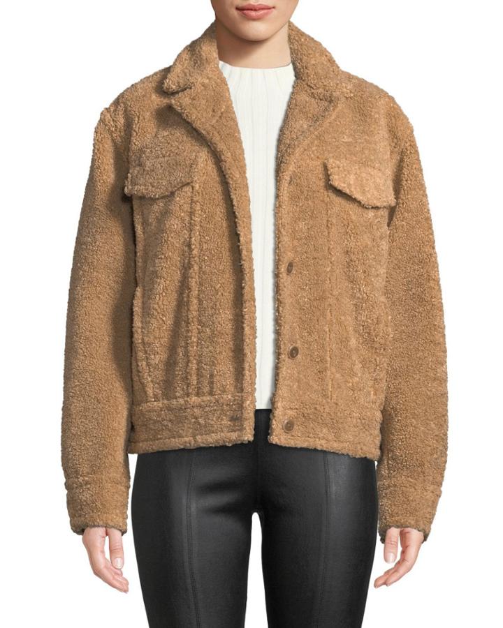 Button-front Sherpa Trucker Jacket