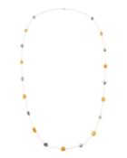 14k Long Yellow Sapphire & Pearl Necklace