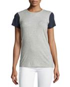 Colorblock Crewneck Tee, Heather Gray/coastal