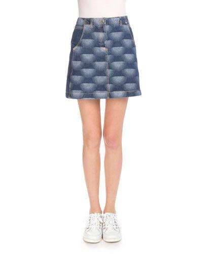 Nagai Star Denim A-line Skirt, Navy Blue