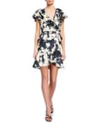 Tie-dye Ruffle Faux-wrap Dress