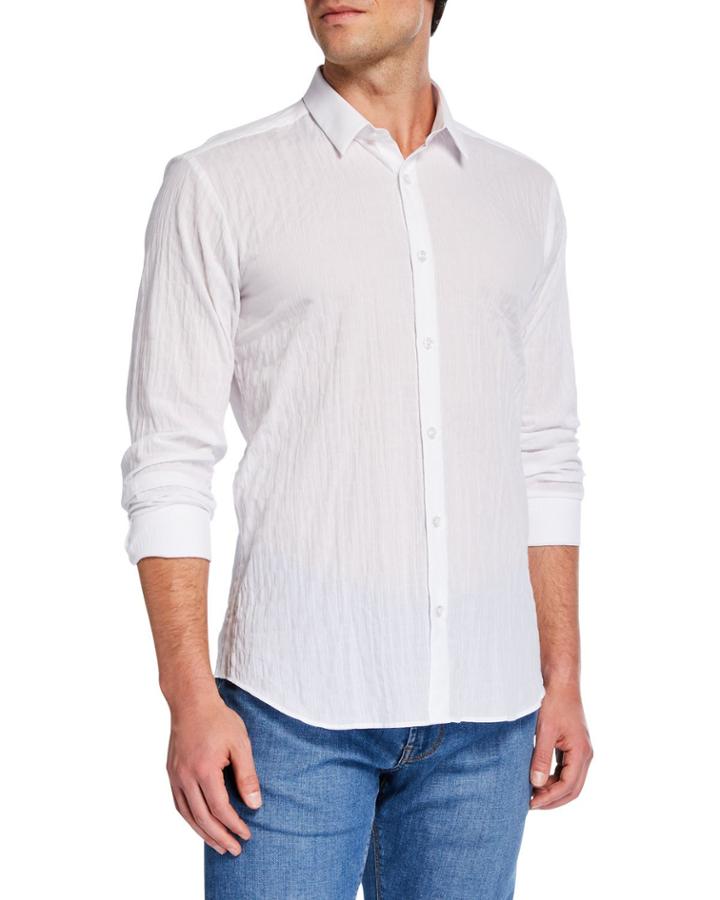 Men's Modern-fit Crinkled Long-sleeve