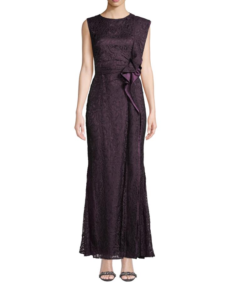 Ruffle Sequin Lace Trumpet Gown