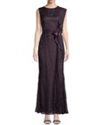 Ruffle Sequin Lace Trumpet Gown
