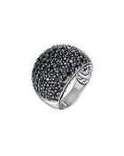 Bedeg Silver Lava Sapphire Dome Ring,