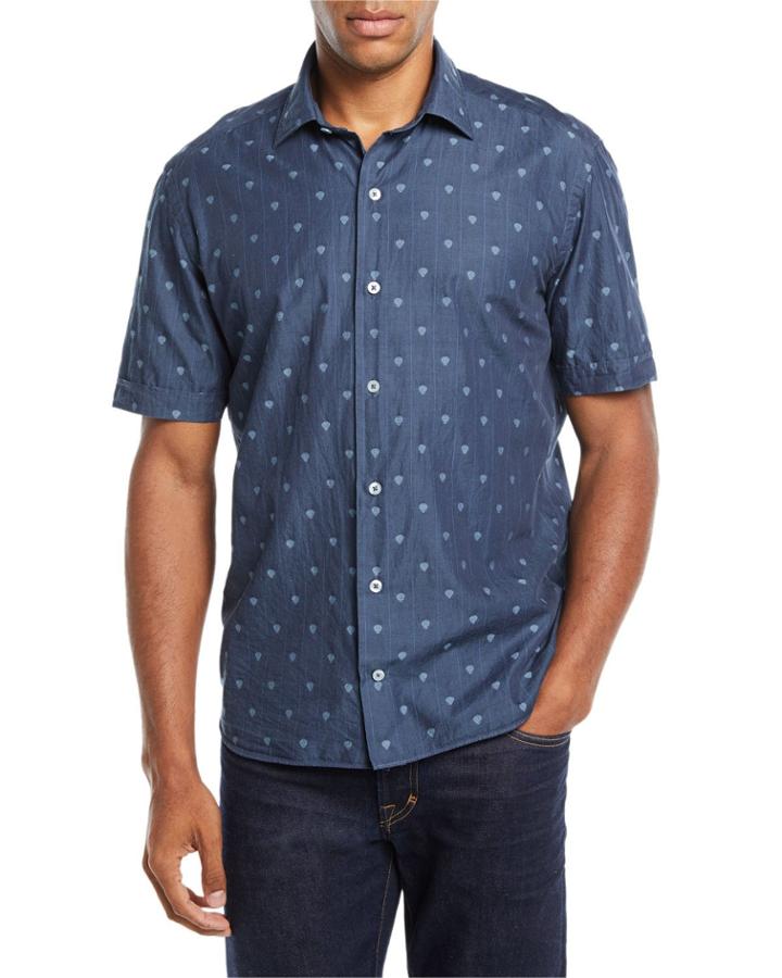 Men's Short-sleeve Skull-print Denim