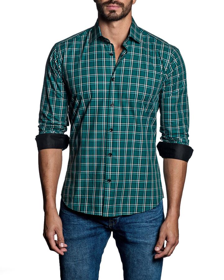 Check Sport Shirt W/ Contrast Cuffs