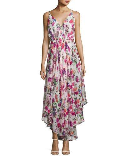 Floral Bloom Asymmetric-hem Dress,
