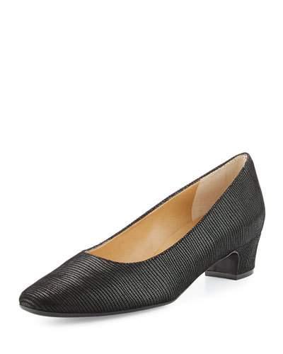 Aniko Ridged-leather Pump, Black