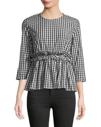 Gingham Fit & Flare Blouse
