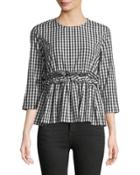 Gingham Fit & Flare Blouse