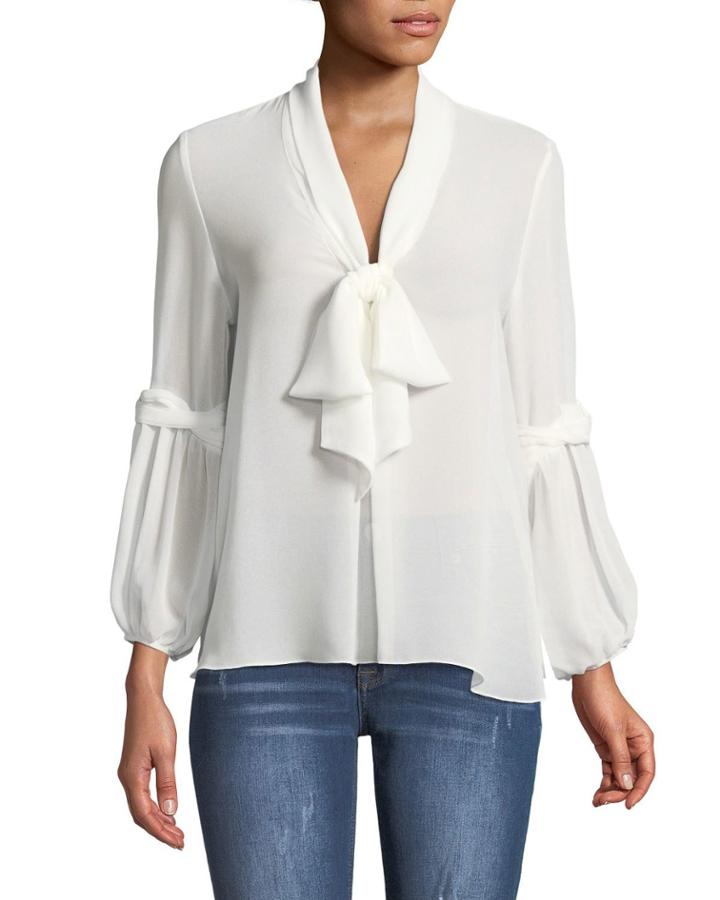 Tie-neck Long-sleeve Blouse