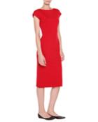 Tomas Maier Jersey Cap-sleeve Fitted Dress, Women's,