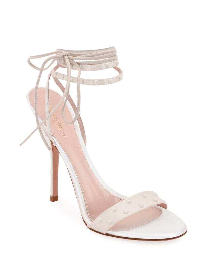 Strappy Napa/satin Sandals With Pearly Details