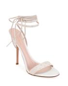 Strappy Napa/satin Sandals With Pearly Details