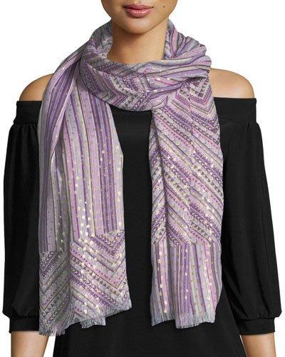 Silk Metallic Striped Stole,
