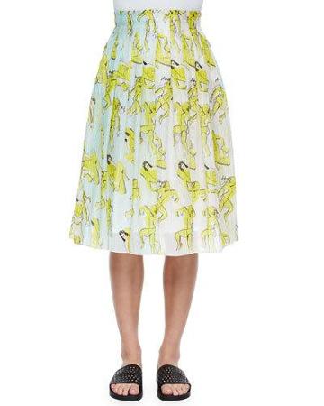 People-print Crinkled Chiffon