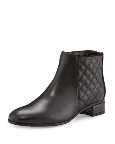Laurel Quilted Leather Bootie, Black