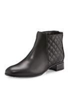 Laurel Quilted Leather Bootie, Black
