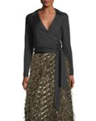 Lia Cotton-stretch Poplin Wrap Top