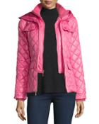 Packable Quilted Short Coat W/ Bow Detail