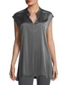 Cap-sleeve Stretch Silk Charmeuse Top