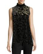 Murray Sleeveless Mock-neck Crushed Velvet Top