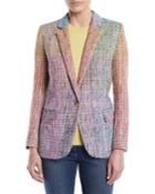Notched-lapels One-button Multicolor Tweed Jacket