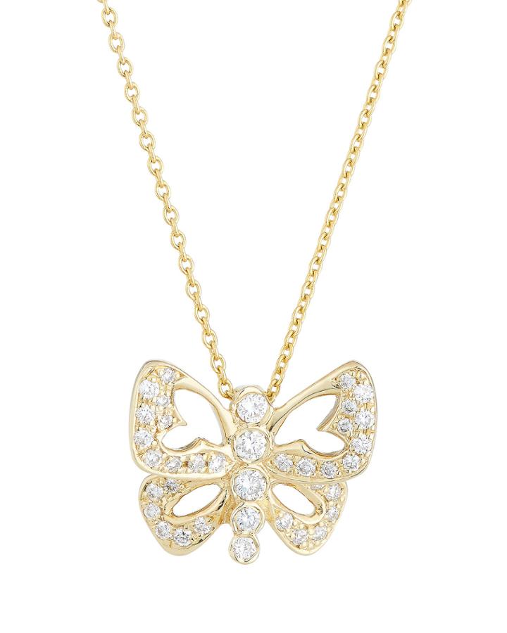Art Deco 18k Diamond Butterfly Necklace