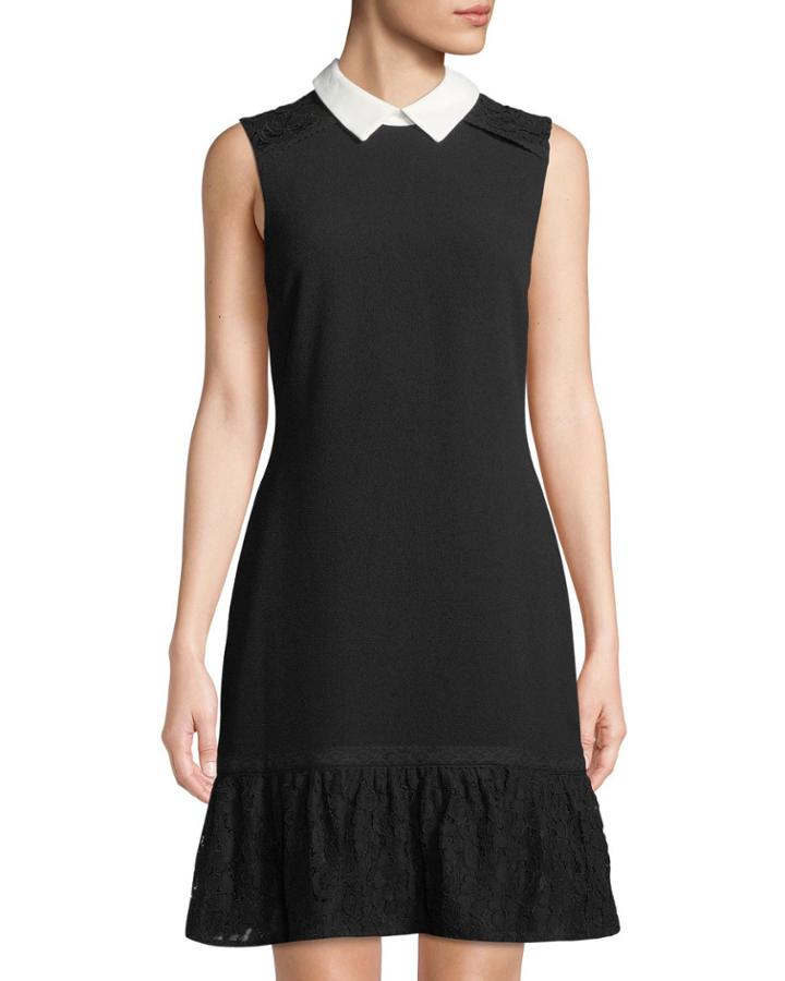 Lace Flounce-hem Collared