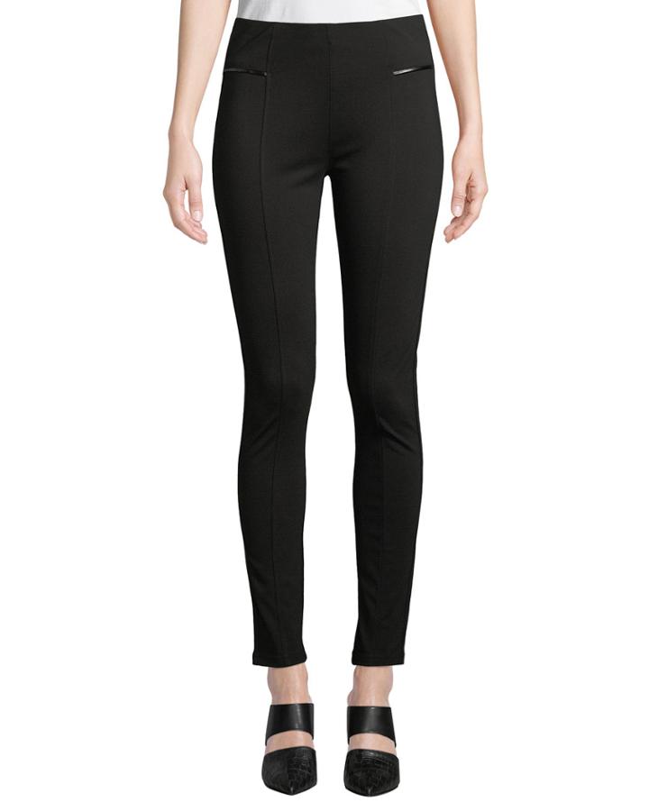 Long Faux-leather Trimmed