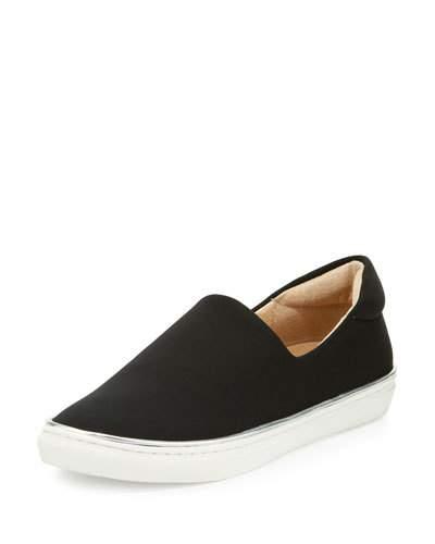 Carlee Metallic-trim Stretch Sneaker, Black/silver