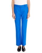 Flat-front Slim Straight-leg Ankle-length Wool Pants