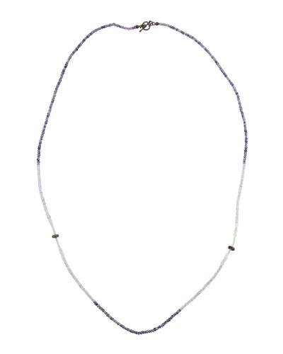 Long Iolite & Aquamarine Beaded Necklace