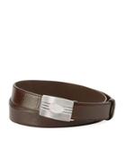 Grained Leather Buckle Belt