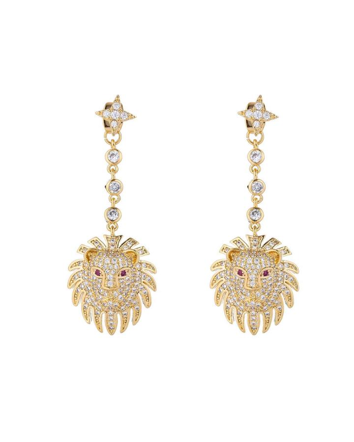 Cubic Zirconia Leo Dangle Earrings
