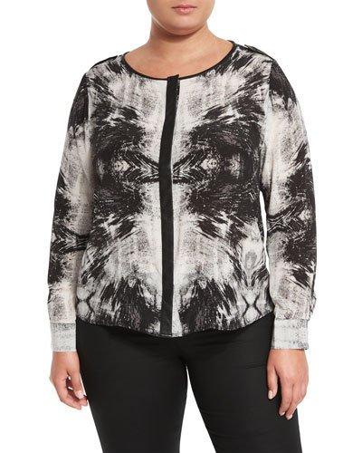 Krista Printed Silk Blouse, Time Lapse,