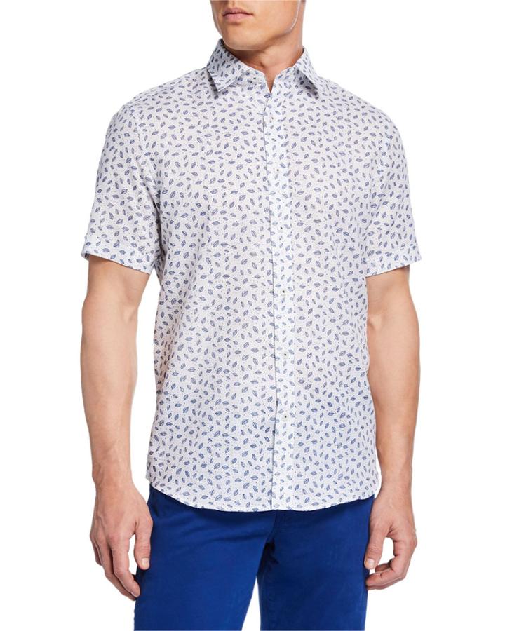 Men's Short-sleeve Leaf-print