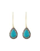 Ilume Simulated Turquoise & Crystal V-hook Drop Earrings