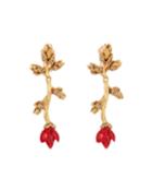 Resin & Crystal Flower Bud Clip Earrings