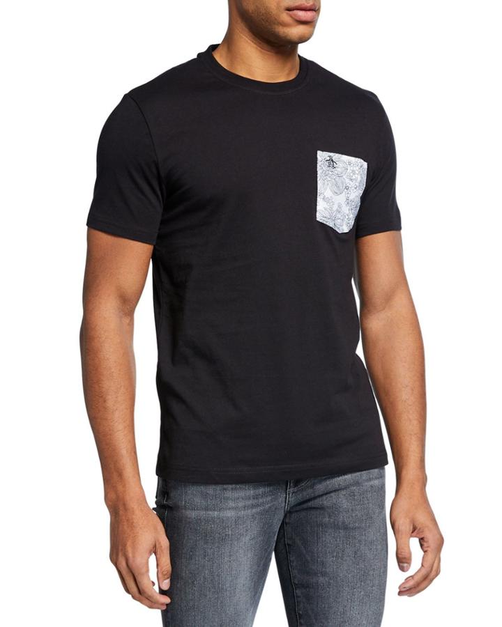 Men's Short-sleeve Floral Pocket T-shirt