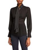 Pleated Peplum Dotted Top