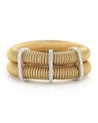 Classique Double-row Spring Coil Cable & Diamond Bracelet, Yellow