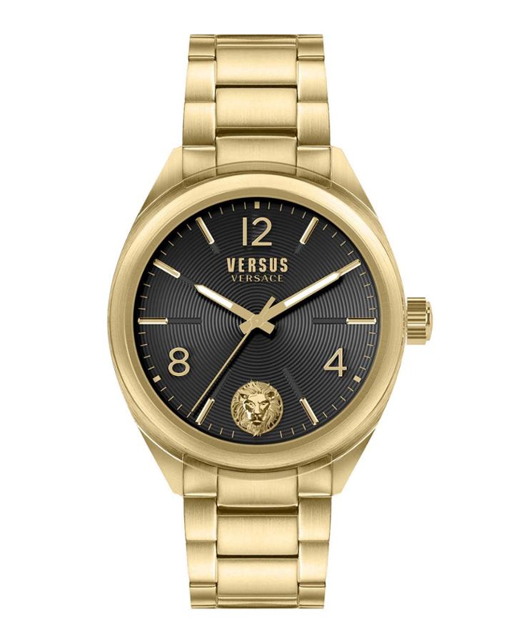 Men's 44mm Guilloche Watch W/ Bracelet Strap, Steel Gold/black