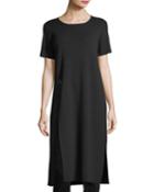 Short-sleeve Washable Wool Crepe Tunic,