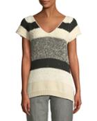 Tie-back Mixed-stripe Short-sleeve